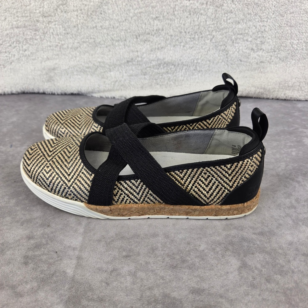 JBU Jambu Elm Black Tan Chevron Woven Crisscross Strap Shoes B5ELM01 Womens 9M